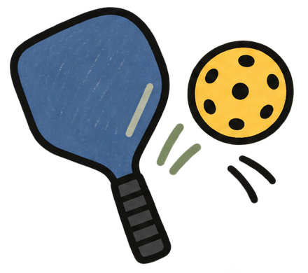 A pickleball paddle and ball