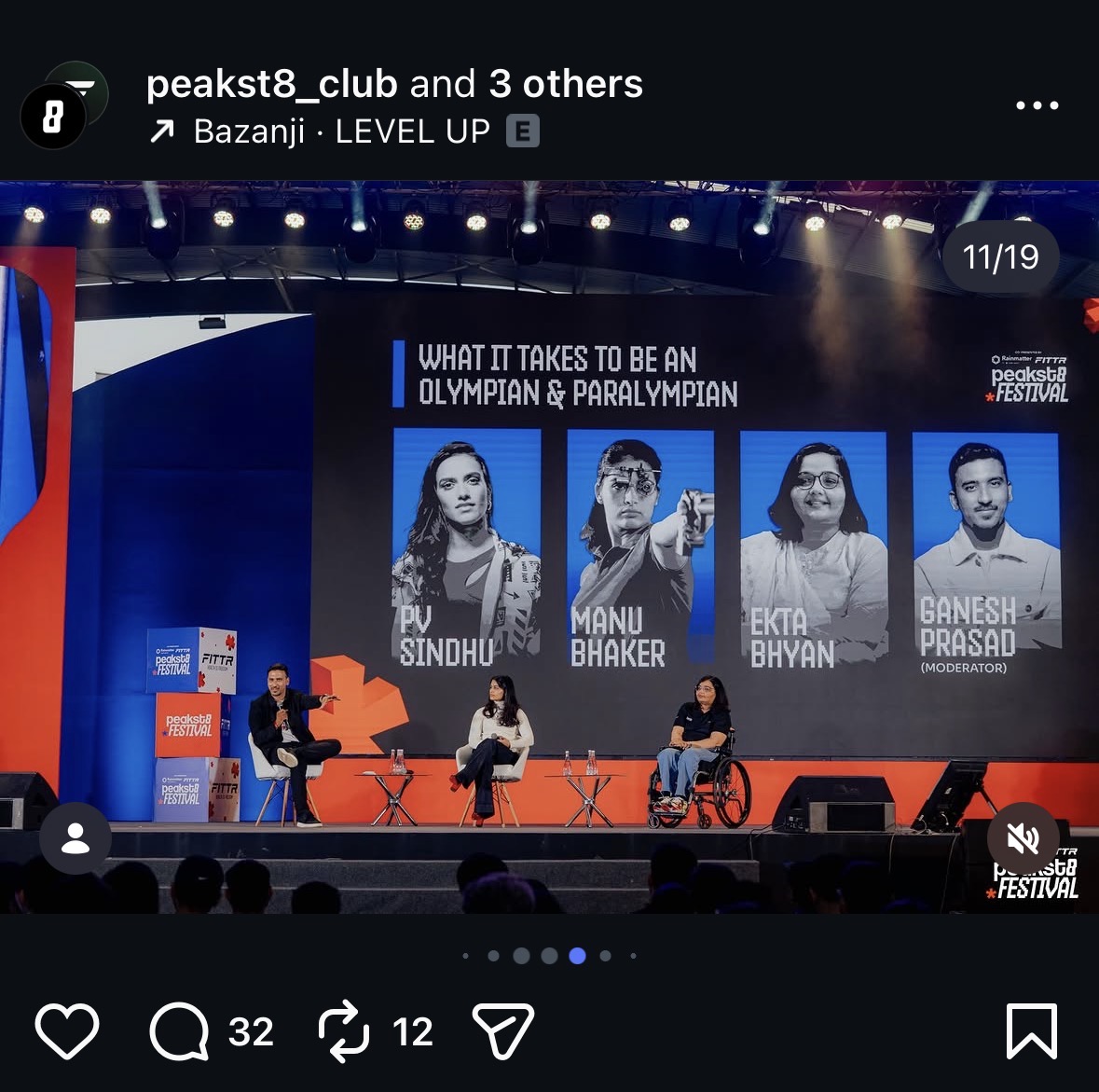 peakst8_club Instagram post — the main stage panel on what it takes to be an Olympian and Paralympian